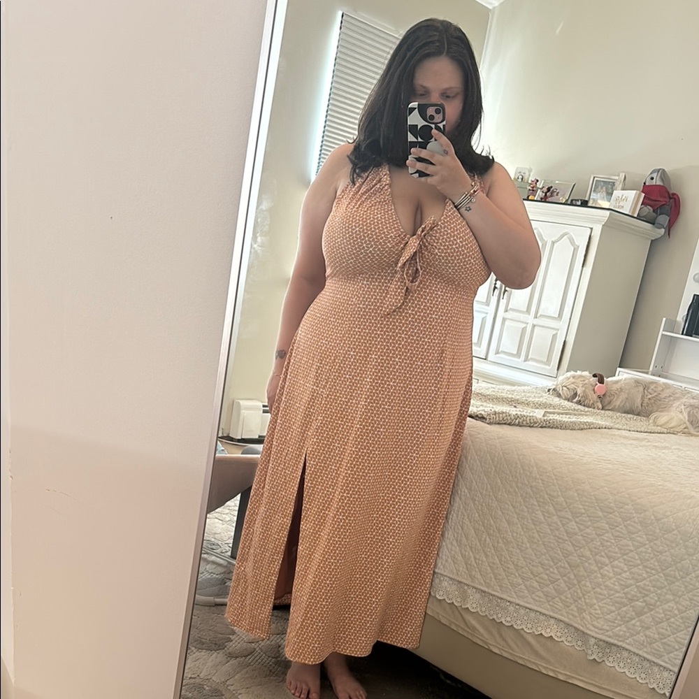 Abercrombie & Fitch Tan Sleeveless Halter Maxi Dress - Picture 2 of 4